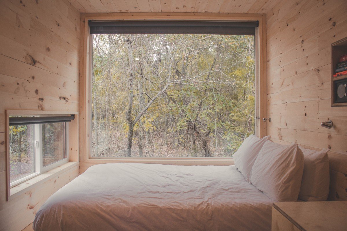 Getaway House Review: bedroom with big windows