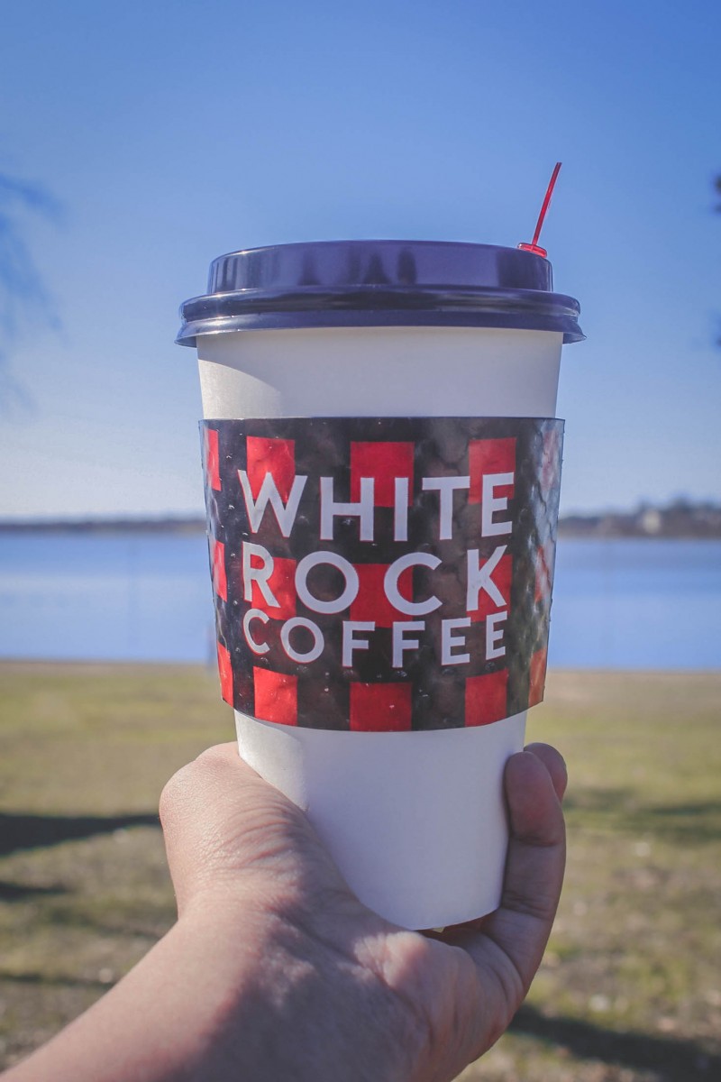 Giant cup of White Rock Adam Bomb coffee in Dallas