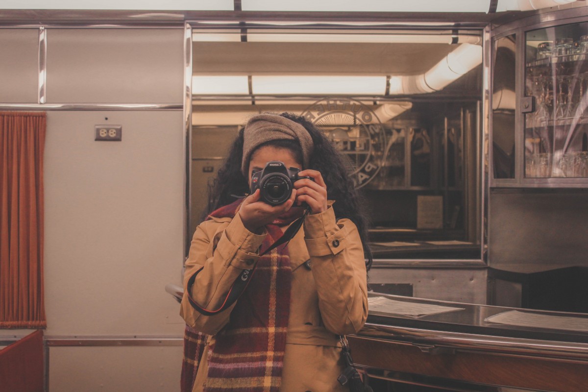 Train car mirror selfie whilst visiting Omaha