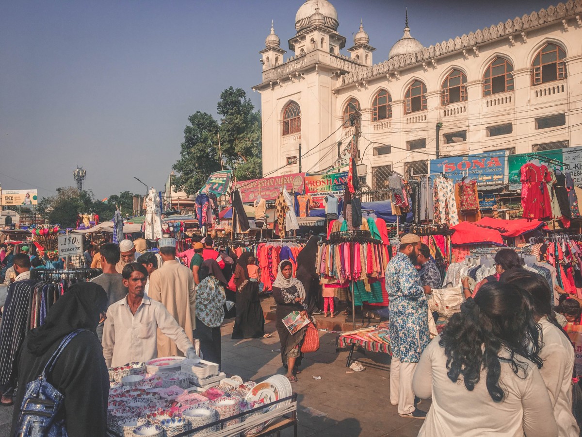 shops at a Hyderabad market
