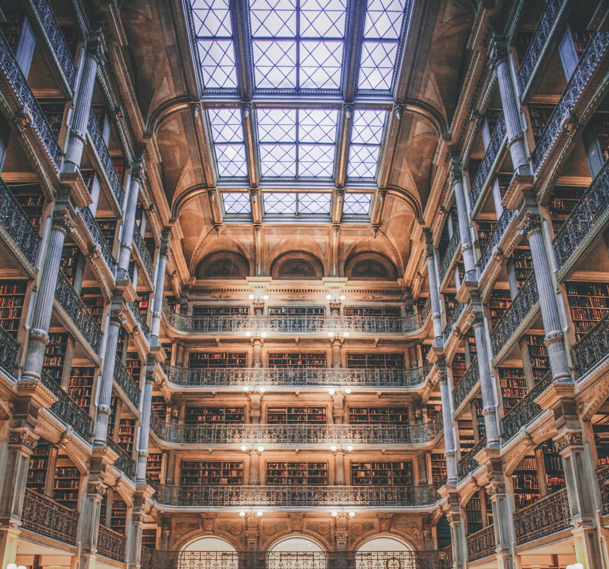 most beautiful libraries in the US: George Peabody Library iconic shot