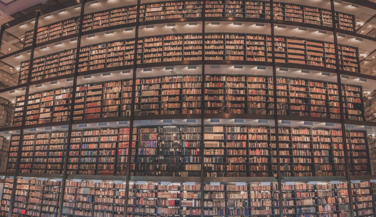 Beinecke Rare Book interior illusion of tall shelves