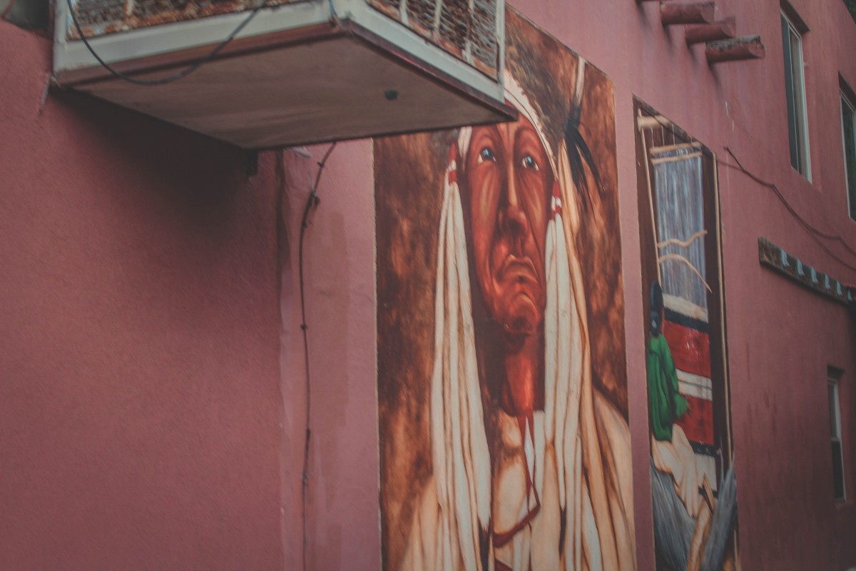 Street Art In Manitou Springs: Native American Mural In Alley