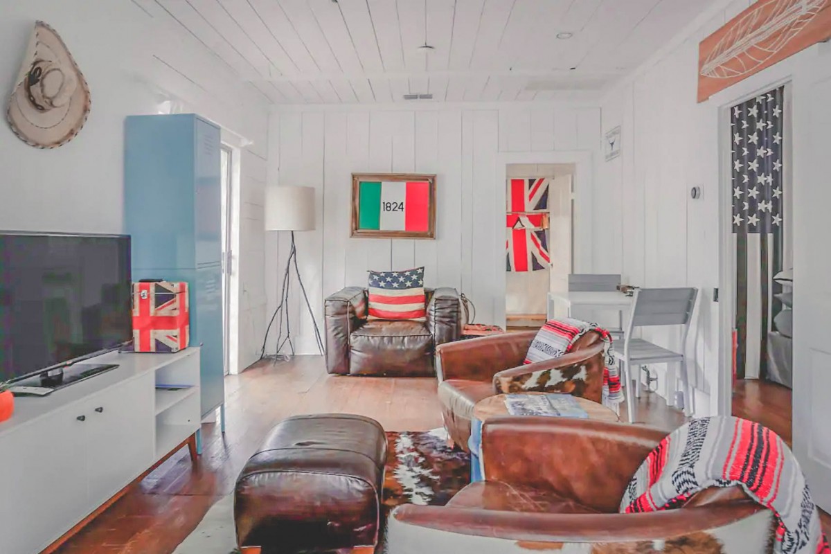 Airbnbs in Austin: Flag decorated South Congress Guesthouse