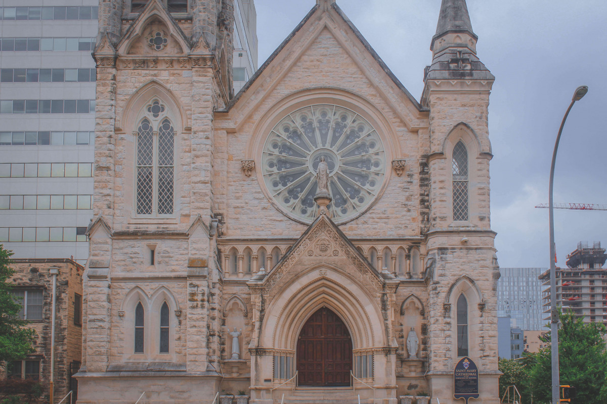 facade of St. Mary Cathedral in Austin, Texas