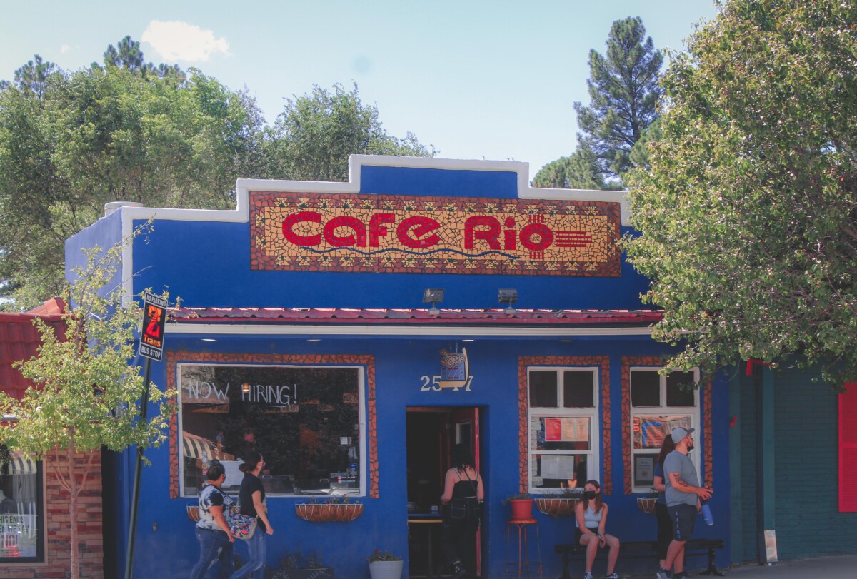 blue and tiled title exterior of Cafe Rio in Ruidoso, one of the most hyped restaurants in Ruidoso