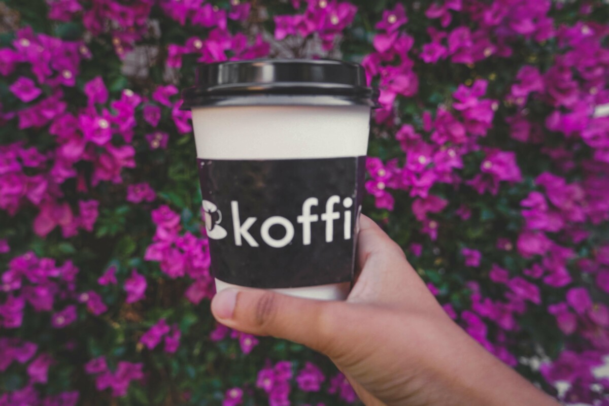 Coffee Shops In Palm Springs: a cup of organic hot coffee from Koffi