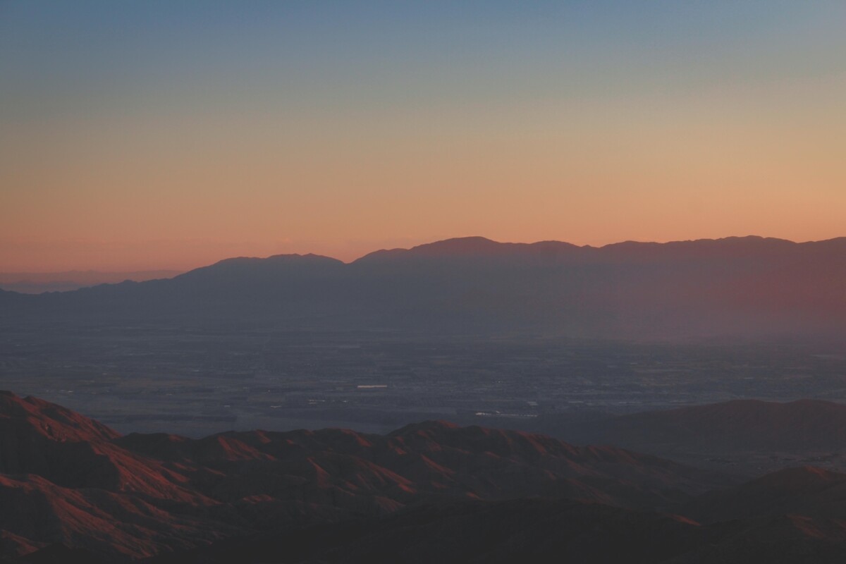 Palm Springs and Coachella Valley view from Keys View at sunset