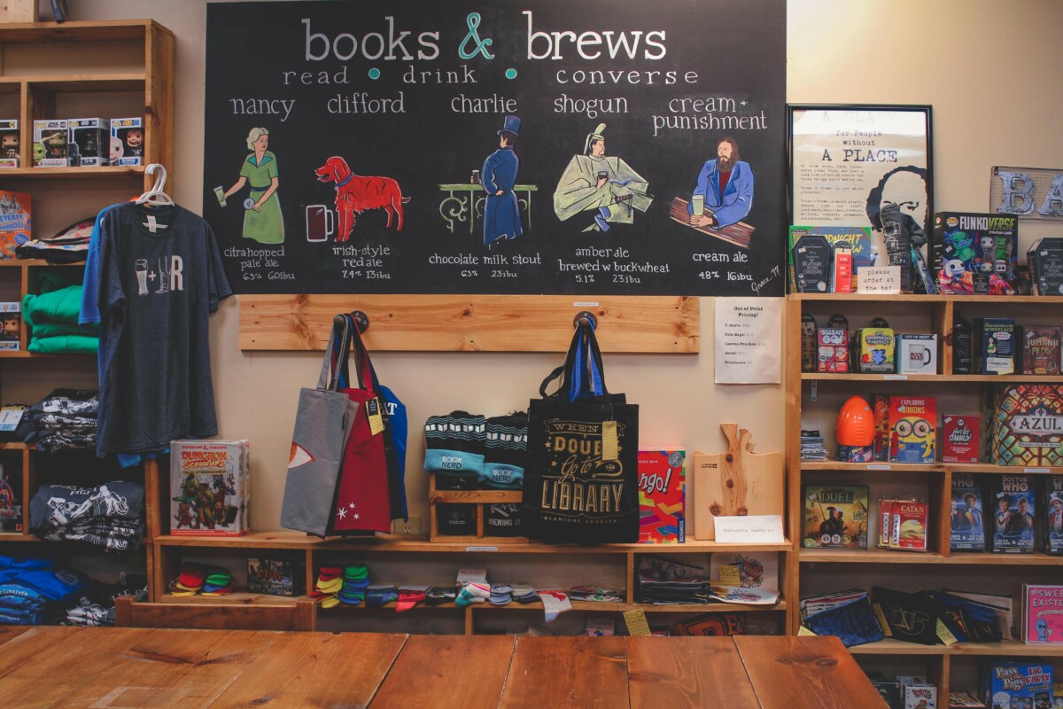 menu of books & brews, one of the most casual bookstores in Indianapolis