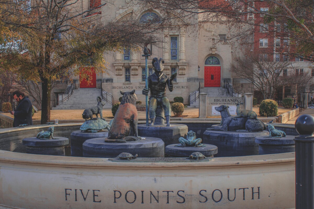 Frank Fleming's The Storyteller in Five Points South, a ram talks to animals. 