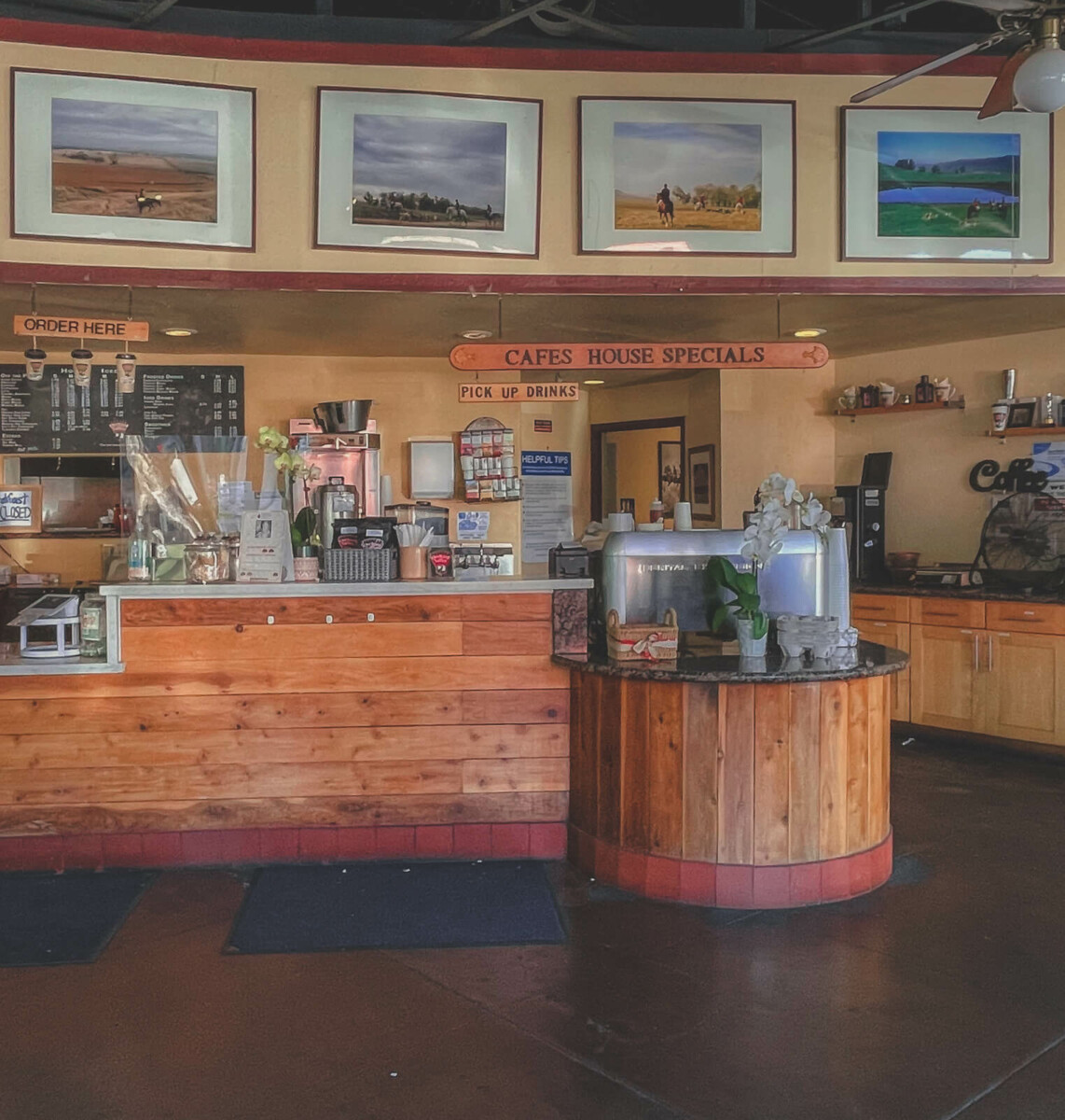 inside Orchard Valley Coffee in Campbell, order and pick-up counter