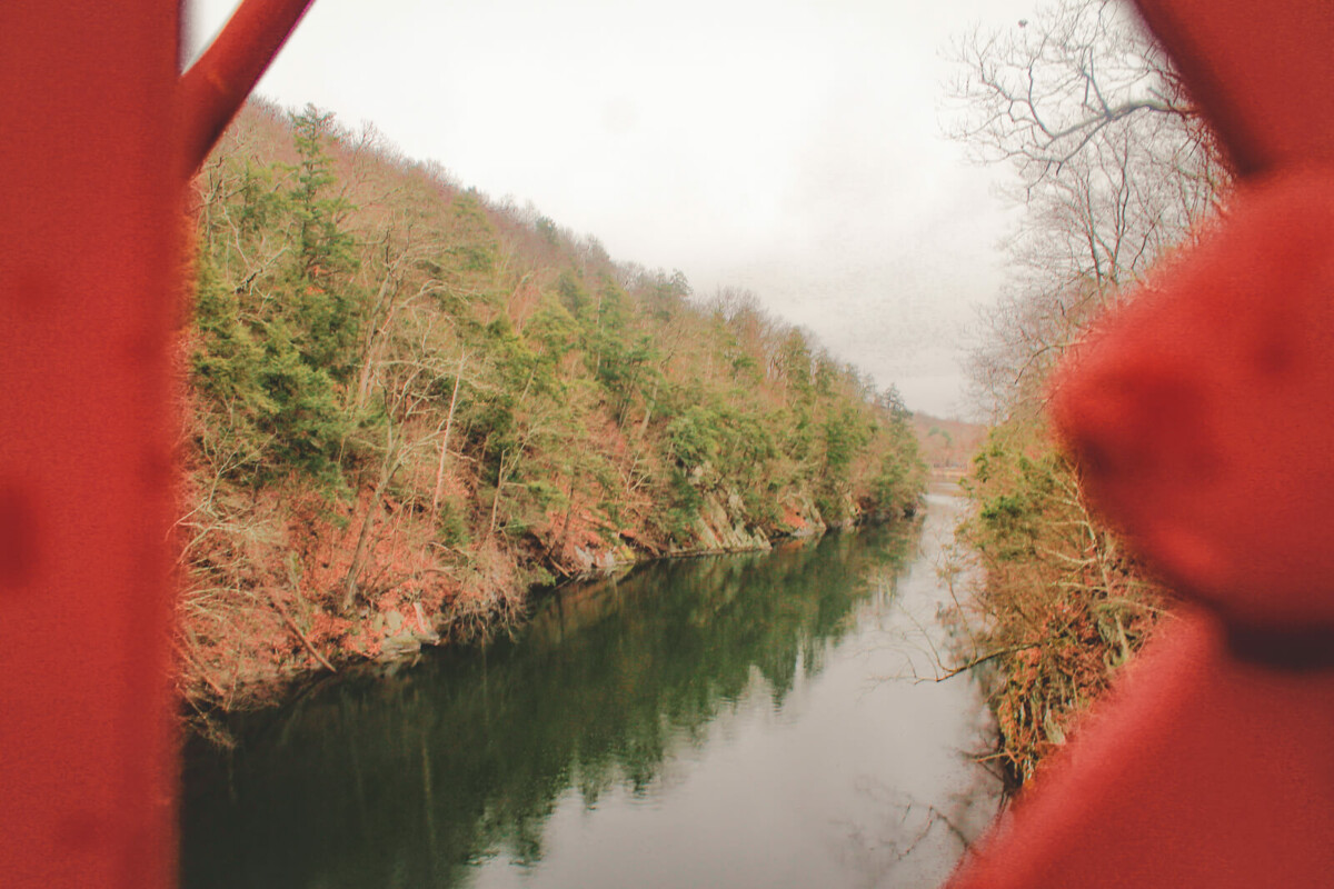 view of the Housatonic River from Lovers Leap Bridge
