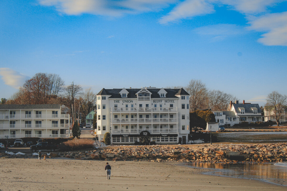 Shorts Sands Beach facing The Union Bluff Hotel in York, Maine