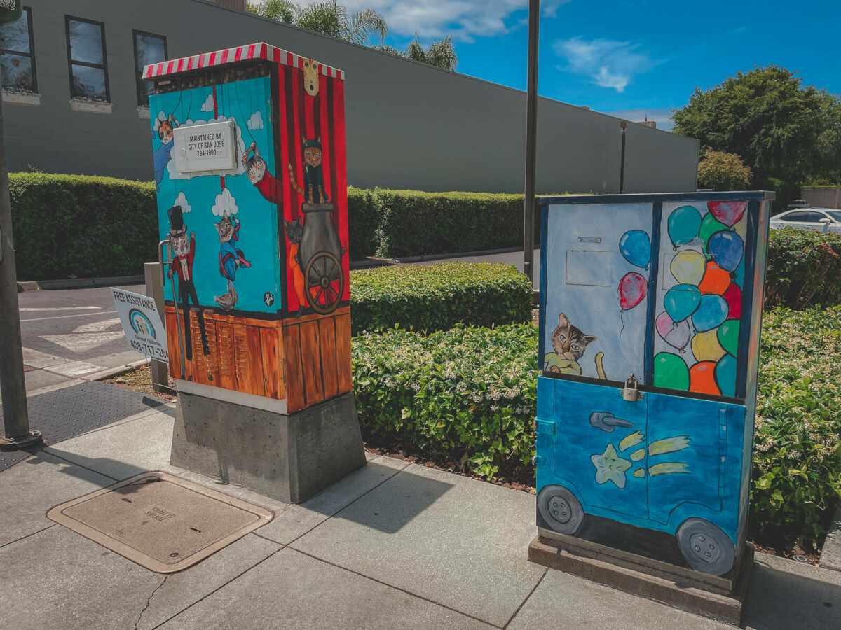 Willow Glen painted electrical stands that show the vibrancy of the community