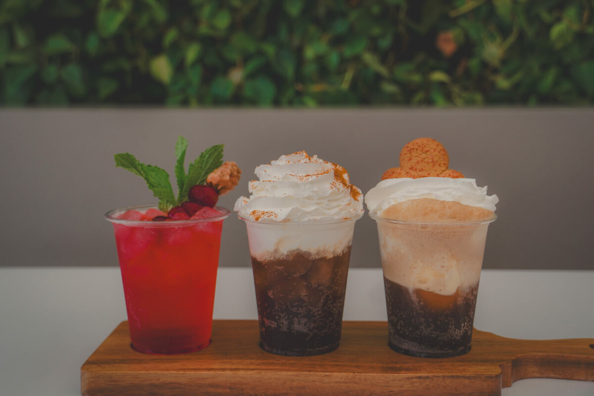 float flight from Coca Cola rooftop bar in Disney Springs, one of the many fun things to do in Disney Springs