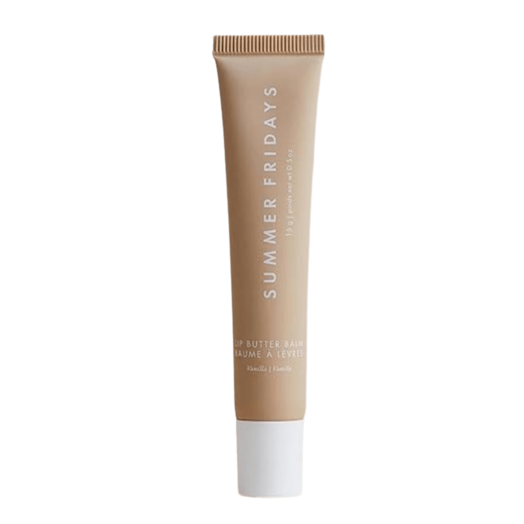 travel essentials for women, Summer Fridays vanilla lip butter for moisturizing lips on a dry plane