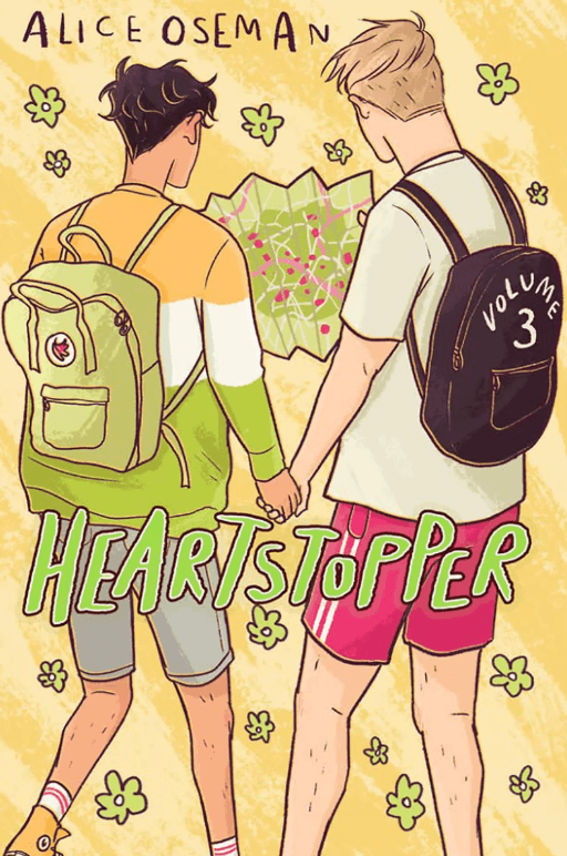 Heartstopper, Vol 3, book cover showing Nick & Charlie holding a map