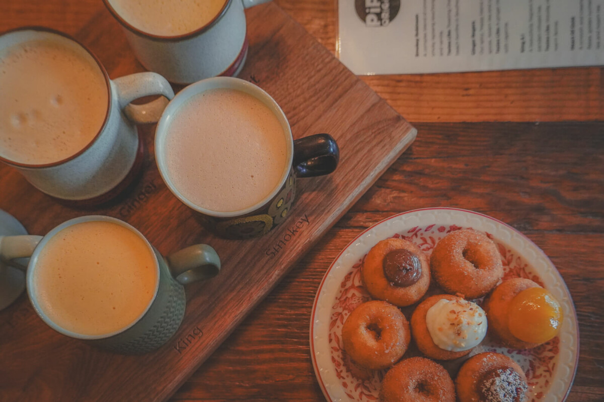 Trying donuts and a chai flight during a one day in Portland, Oregon