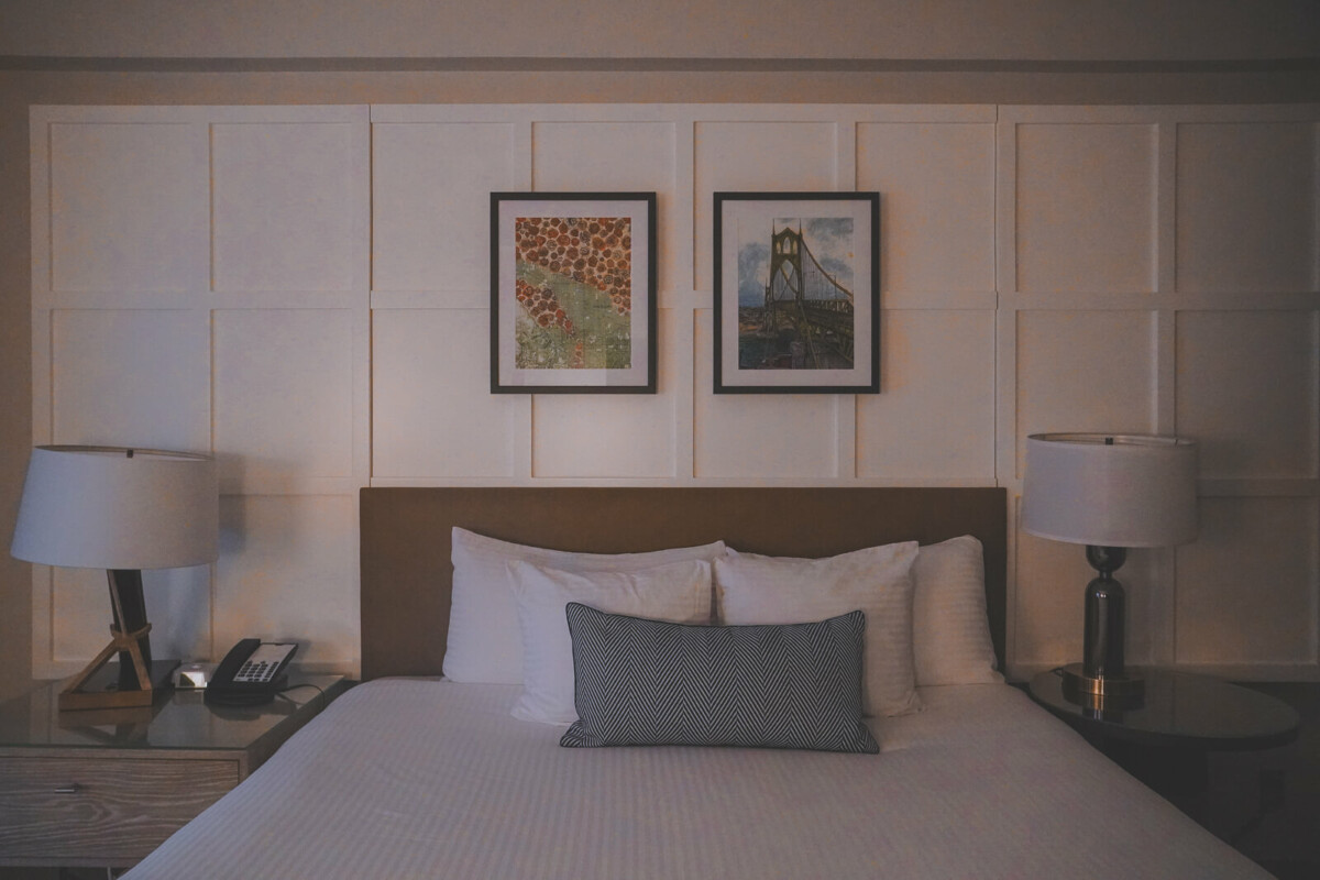 checking into the Heathman Hotel during a day in Portland, Oregon