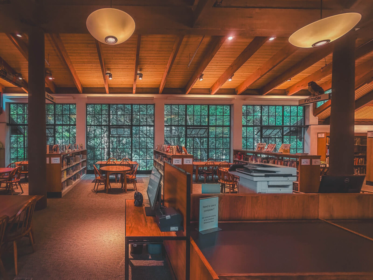 inside the Mill Valley Library, minutes away from San Francisco