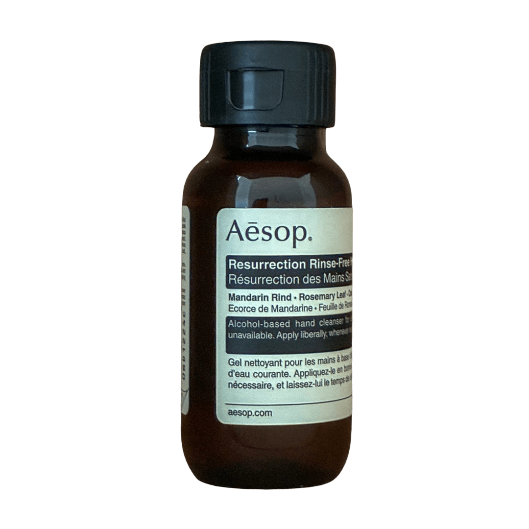 Resurrection Rinse Free Handwash, travel size toiletries from Aesop